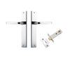Door Lever Annecy Rectangular Latch Polished Chrome H240xW38xP65mm Passage Kit, Tube Latch Split Cam 'T' Striker Polished Chrome Backset 60mm in Polished Chrome
