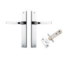 Door Lever Annecy Rectangular Latch Polished Chrome H240xW38xP65mm Passage Kit, Tube Latch Split Cam 'T' Striker Polished Chrome Backset 60mm in Polished Chrome