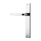 Door Lever Annecy Rectangular Latch Left Hand Fixed Polished Chrome L117xP63mm BPH240xW38mm in Polished Chrome