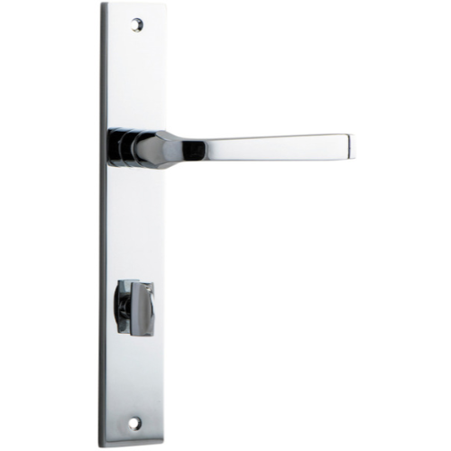 Door Lever Annecy Rectangular Privacy Polished Chrome CTC85mm H237xW50xP65mm in Polished Chrome