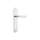 Door Lever Sarlat Shouldered Euro Polished Chrome CTC85mm H250xW48xP57mm in Polished Chrome