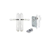 Door Lever Sarlat Shouldered Euro Polished Chrome CTC85mm H250xW48xP57mm Entrance Kit Mortice Lock Euro Polished Chrome CTC85mm Backset 60mm, Euro Cylinder Dual Function 5 Pin Polished Chrome L65mm KA1 in Polished Chrome