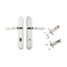 Door Lever Sarlat Shouldered Privacy Polished Chrome CTC85mm H250xW48xP57mm Privacy Kit Tube Latch Split Cam 'T' Striker Polished Chrome Backset 60mm, Privacy Bolt Round Bolt Polished Chrome Backset 60mm in Polished Chrome