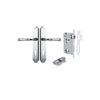 Door Lever Verona Shouldered Euro Polished Chrome CTC85mm H240xW50xP59mm Entrance Kit Mortice Lock Euro Polished Chrome CTC85mm Backset 60mm, Euro Cylinder Dual Function 5 Pin Polished Chrome L65mm KA1 in Polished Chrome