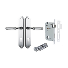 Door Lever Verona Shouldered Euro Polished Chrome CTC85mm H240xW50xP59mm Entrance Kit Mortice Lock Euro Polished Chrome CTC85mm Backset 60mm, Euro Cylinder Key Thumb 6 Pin Polished Chrome L70mm KA1 in Polished Chrome