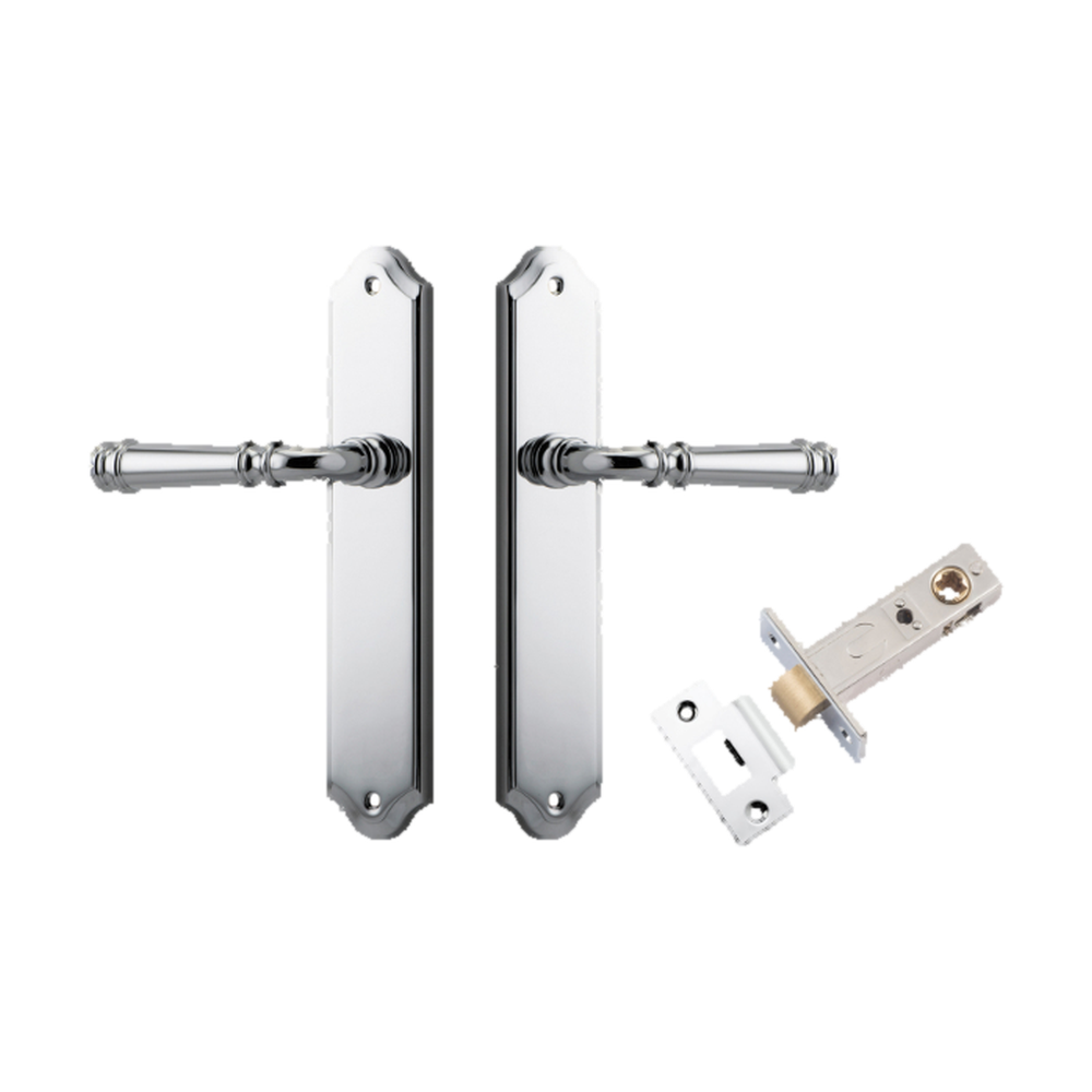 Door Lever Verona Shouldered Latch Polished Chrome H240xW50xP59mm Passage Kit Tube Latch Split Cam 'T' Striker Polished Chrome Backset 60mm in Polished Chrome