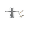 Door Lever Verona Shouldered Privacy Polished Chrome CTC85mm H240xW50xP59mm Inbuilt Privacy Kit Tube Latch Split Cam 'T' Striker Polished Chrome Backset 60mm, Privacy Bolt Round Bolt Polished Chrome Backset 60mm in Polished Chrome