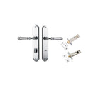 Door Lever Verona Shouldered Privacy Polished Chrome CTC85mm H240xW50xP59mm Inbuilt Privacy Kit Tube Latch Split Cam 'T' Striker Polished Chrome Backset 60mm, Privacy Bolt Round Bolt Polished Chrome Backset 60mm in Polished Chrome