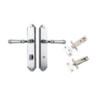 Door Lever Verona Shouldered Privacy Polished Chrome CTC85mm H240xW50xP59mm Inbuilt Privacy Kit Tube Latch Split Cam 'T' Striker Polished Chrome Backset 60mm, Privacy Bolt Round Bolt Polished Chrome Backset 60mm in Polished Chrome