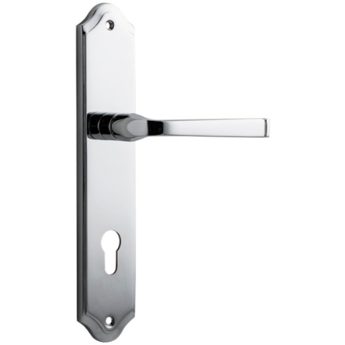 Door Lever Annecy Shouldered Euro Polished Chrome CTC85mm H237xW50xP65mm in Polished Chrome