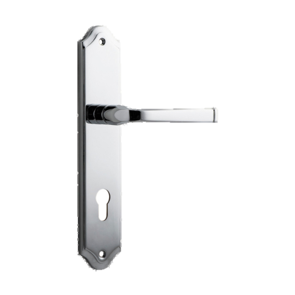 Door Lever Annecy Shouldered Euro Polished Chrome CTC85mm H237xW50xP65mm in Polished Chrome