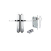 Door Lever Annecy Shouldered Euro Polished Chrome CTC85mm H240xW50xP65mm Entrance Kit Mortice Lock Euro Polished Chrome CTC85mm Backset 60mm, Euro Cylinder Dual Function 5 Pin Polished Chrome L65mm KA1 in Polished Chrome