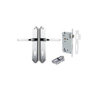 Door Lever Annecy Shouldered Euro Polished Chrome CTC85mm H240xW50xP65mm Entrance Kit Mortice Lock Euro Polished Chrome CTC85mm Backset 60mm, Euro Cylinder Dual Function 5 Pin Polished Chrome L65mm KA1 in Polished Chrome