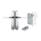 Door Lever Annecy Shouldered Euro Polished Chrome CTC85mm H240xW50xP65mm Entrance Kit Mortice Lock Euro Polished Chrome CTC85mm Backset 60mm, Euro Cylinder Dual Function 5 Pin Polished Chrome L65mm KA1 in Polished Chrome