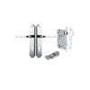 Door Lever Annecy Shouldered Euro Polished Chrome CTC85mm H240xW50xP65mm Entrance Kit Mortice Lock Euro Polished Chrome CTC85mm Backset 60mm, Euro Cylinder Key Thumb 6 Pin Polished Chrome L70mm KA1 in Polished Chrome