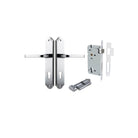 Door Lever Annecy Shouldered Euro Polished Chrome CTC85mm H240xW50xP65mm Entrance Kit Mortice Lock Euro Polished Chrome CTC85mm Backset 60mm, Euro Cylinder Key Thumb 6 Pin Polished Chrome L70mm KA1 in Polished Chrome