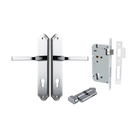 Door Lever Annecy Shouldered Euro Polished Chrome CTC85mm H240xW50xP65mm Entrance Kit Mortice Lock Euro Polished Chrome CTC85mm Backset 60mm, Euro Cylinder Key Thumb 6 Pin Polished Chrome L70mm KA1 in Polished Chrome