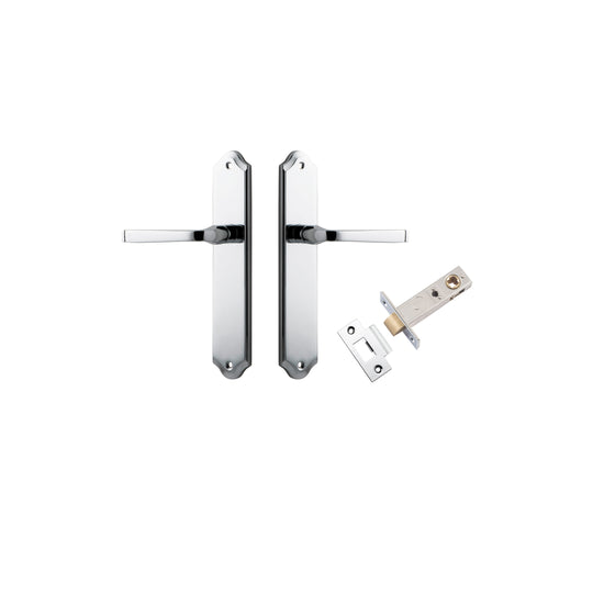 Door Lever Annecy Shouldered Latch Polished Chrome H240xW50xP65mm Passage Kit Tube Latch Split Cam 'T' Striker Polished Chrome Backset 60mm in Polished Chrome