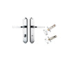 Door Lever Annecy Shouldered Privacy Polished Chrome CTC85mm H240xW50xP65mm Inbuilt Privacy Kit Tube Latch Split Cam 'T' Striker Polished Chrome Backset 60mm, Privacy Bolt Round Bolt Polished Chrome Backset 60mm in Polished Chrome