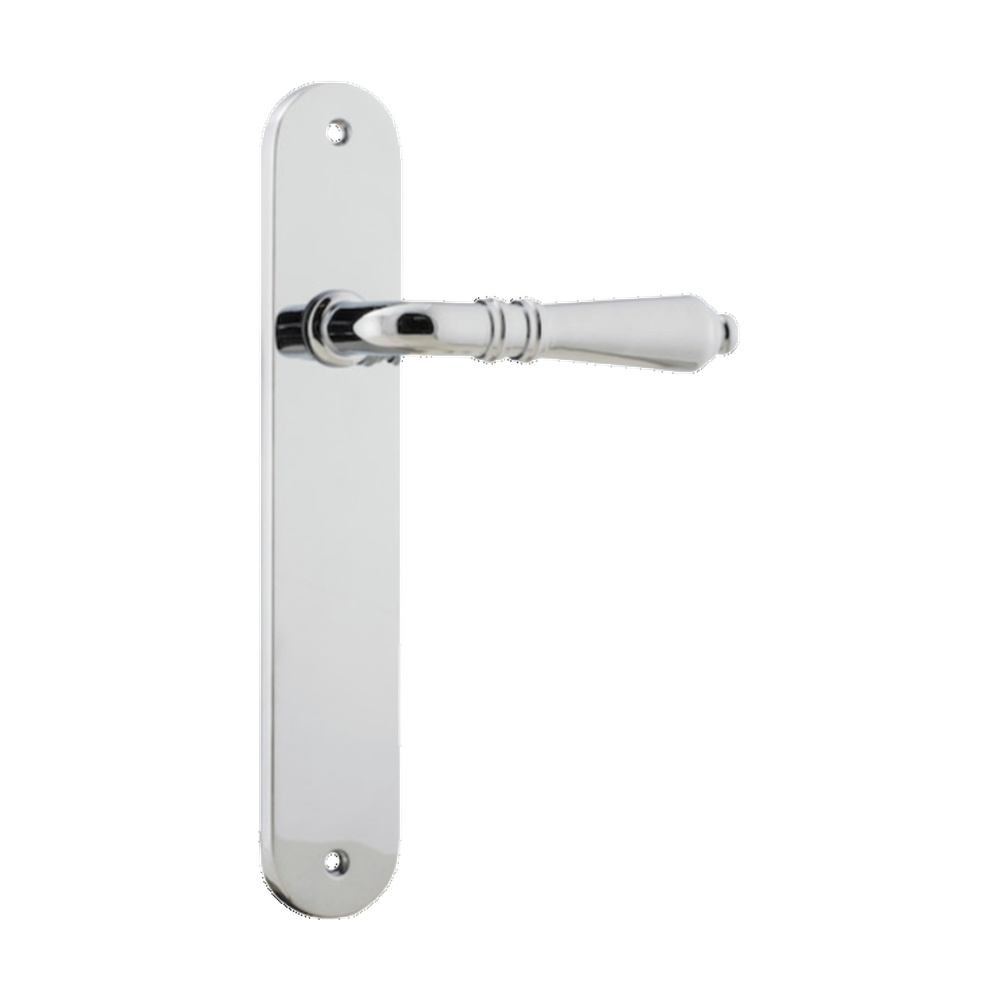 Door Lever Sarlat Oval Latch Polished Chrome H230xW40xP55mm in Polished Chrome