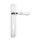 Door Lever Sarlat Oval Euro Polished Chrome CTC85mm H230xW40xP55mm in Polished Chrome
