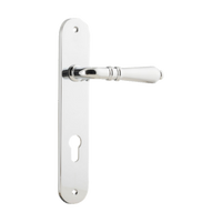 Door Lever Sarlat Oval Euro Polished Chrome CTC85mm H230xW40xP55mm in Polished Chrome