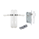Door Lever Sarlat Oval Euro Polished Chrome CTC85mm H240xW40xP55mm Entrance Kit Mortice Lock Euro Polished Chrome CTC85mm Backset 60mm, Euro Cylinder Key Thumb 6 Pin Polished Chrome L70mm KA1 in Polished Chrome