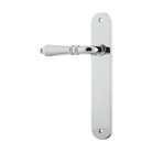 Door Lever Sarlat Oval Latch Left Hand Fixed Polished Chrome L111xP53mm BPH240xW40mm in Polished Chrome