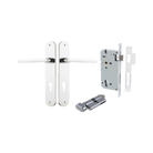 Door Lever Baltimore Oval Euro Polished Chrome CTC85mm H240xW40xP55mm Entrance Kit Mortice Lock Euro Polished Chrome CTC85mm Backset 60mm, Euro Cylinder Key Thumb 6 Pin Polished Chrome L70mm KA1 in Polished Chrome