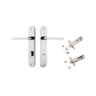 Door Lever Baltimore Oval Privacy Polished Chrome CTC85mm H240xW40xP55mm Inbuilt Privacy Kit Tube Latch Split Cam 'T' Striker Polished Chrome Backset 60mm, Privacy Bolt Round Bolt Polished Chrome Backset 60mm in Polished Chrome