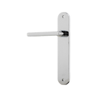 Door Lever Baltimore Oval Latch Left Hand Fixed Polished Chrome L118xP54mm BPH240xW40mm in Polished Chrome