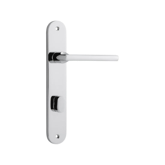Door Lever Baltimore Oval Privacy Polished Chrome CTC85mm H230xW40xP55mm in Polished Chrome
