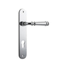 Door Lever Verona Oval Euro Polished Chrome CTC85mm H237xW50xP59mm in Polished Chrome