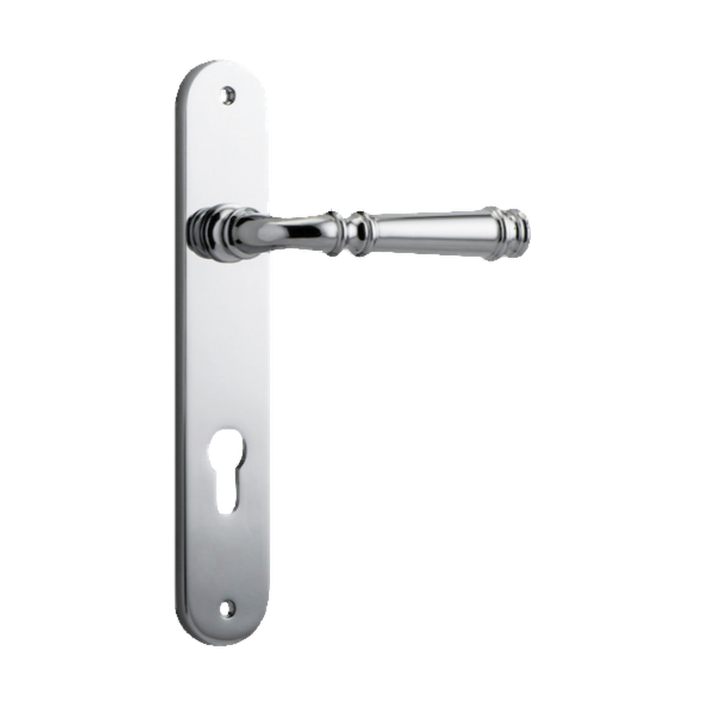 Door Lever Verona Oval Euro Polished Chrome CTC85mm H237xW50xP59mm in Polished Chrome