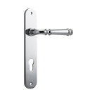 Door Lever Verona Oval Euro Polished Chrome CTC85mm H237xW50xP59mm in Polished Chrome