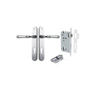 Door Lever Verona Oval Euro Polished Chrome CTC85mm H240xW40xP59mm Entrance Kit Mortice Lock Euro Polished Chrome CTC85mm Backset 60mm, Euro Cylinder Dual Function 5 Pin Polished Chrome L65mm KA1 in Polished Chrome