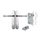 Door Lever Verona Oval Euro Polished Chrome CTC85mm H240xW40xP59mm Entrance Kit Mortice Lock Euro Polished Chrome CTC85mm Backset 60mm, Euro Cylinder Dual Function 5 Pin Polished Chrome L65mm KA1 in Polished Chrome