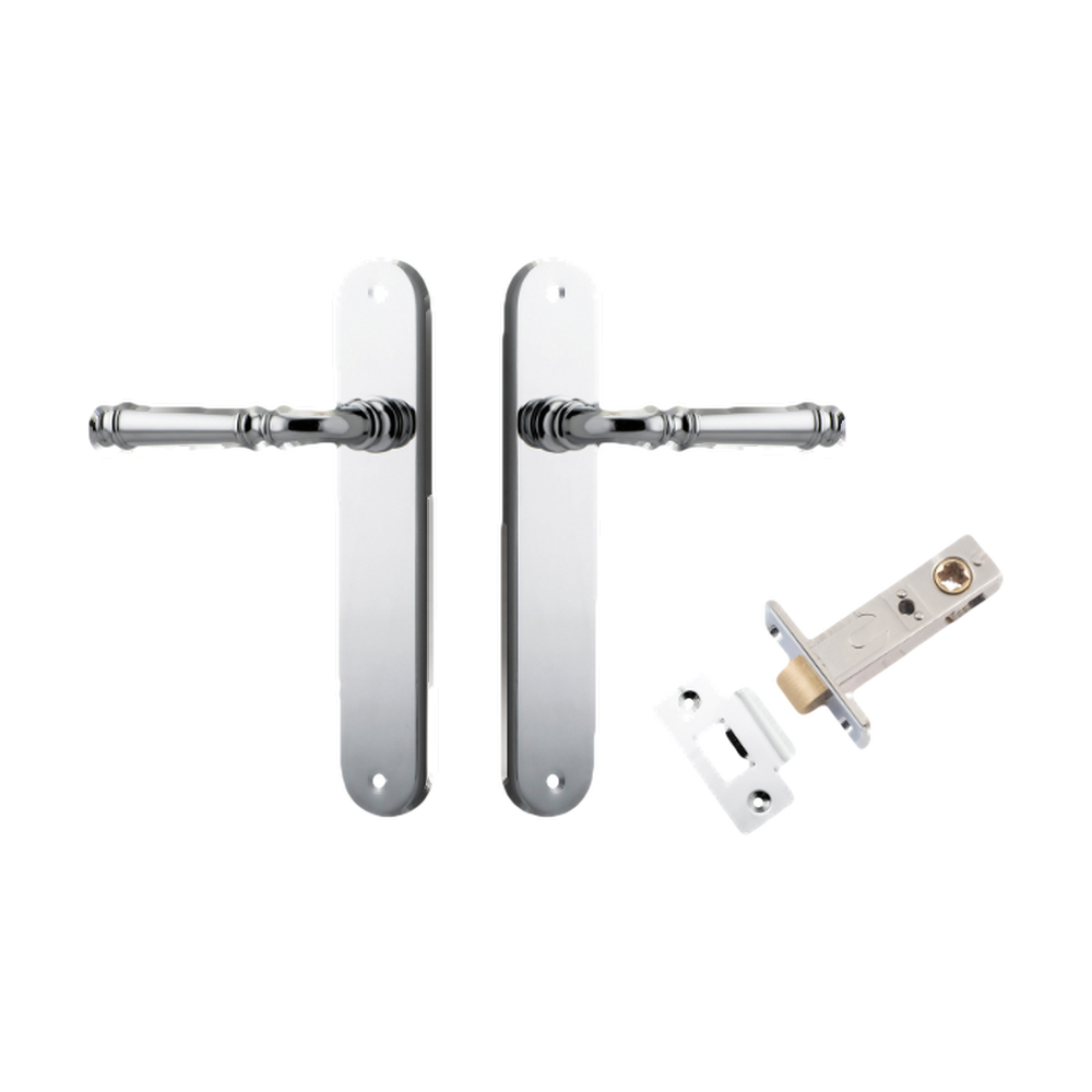 Door Lever Verona Oval Latch Polished Chrome H240xW40xP59mm Passage Kit Tube Latch Split Cam 'T' Striker Polished Chrome Backset 60mm in Polished Chrome