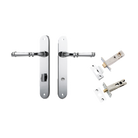 Door Lever Verona Oval Privacy Polished Chrome CTC85mm H240xW40xP59mm Inbuilt Privacy Kit Tube Latch Split Cam 'T' Striker Polished Chrome Backset 60mm, Privacy Bolt Round Bolt Polished Chrome Backset 60mm in Polished Chrome