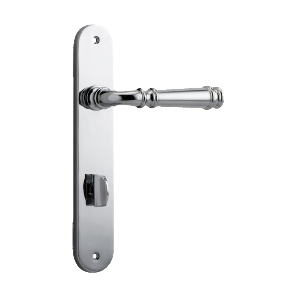 Door Lever Verona Oval Privacy Polished Chrome CTC85mm H237xW50xP59mm in Polished Chrome
