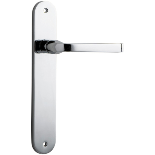Door Lever Annecy Oval Latch Polished Chrome H230xW40xP62mm in Polished Chrome