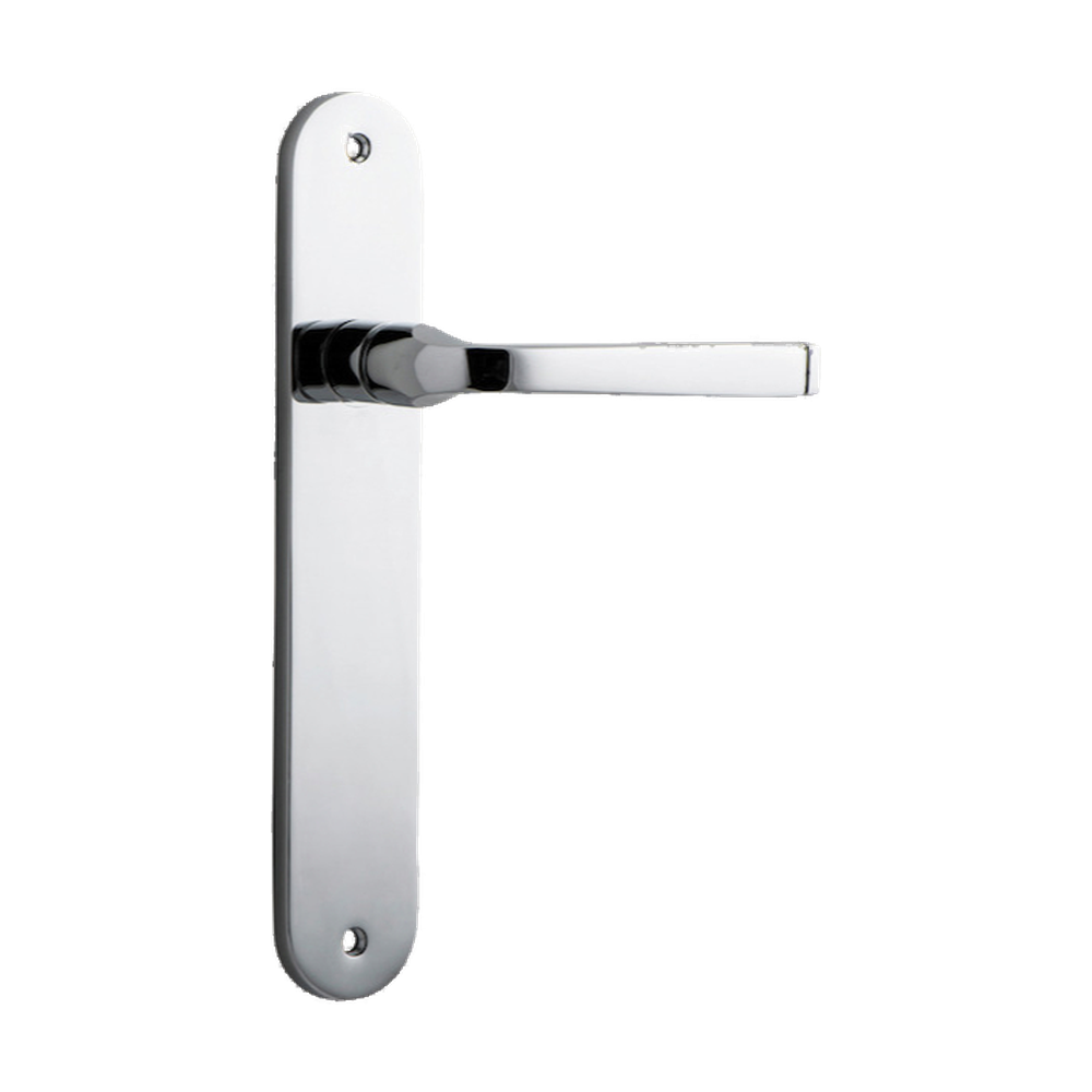 Door Lever Annecy Oval Latch Polished Chrome H230xW40xP62mm in Polished Chrome