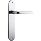 Pair of Iver Annecy lever handles on oval backplates, featuring polished metal finish, suitable for door hardware.