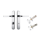Door Lever Annecy Oval Privacy Polished Chrome CTC85mm H240xW40xP62mm Inbuilt Privacy Kit Tube Latch Split Cam 'T' Striker Polished Chrome Backset 60mm, Privacy Bolt Round Bolt Polished Chrome Backset 60mm in Polished Chrome