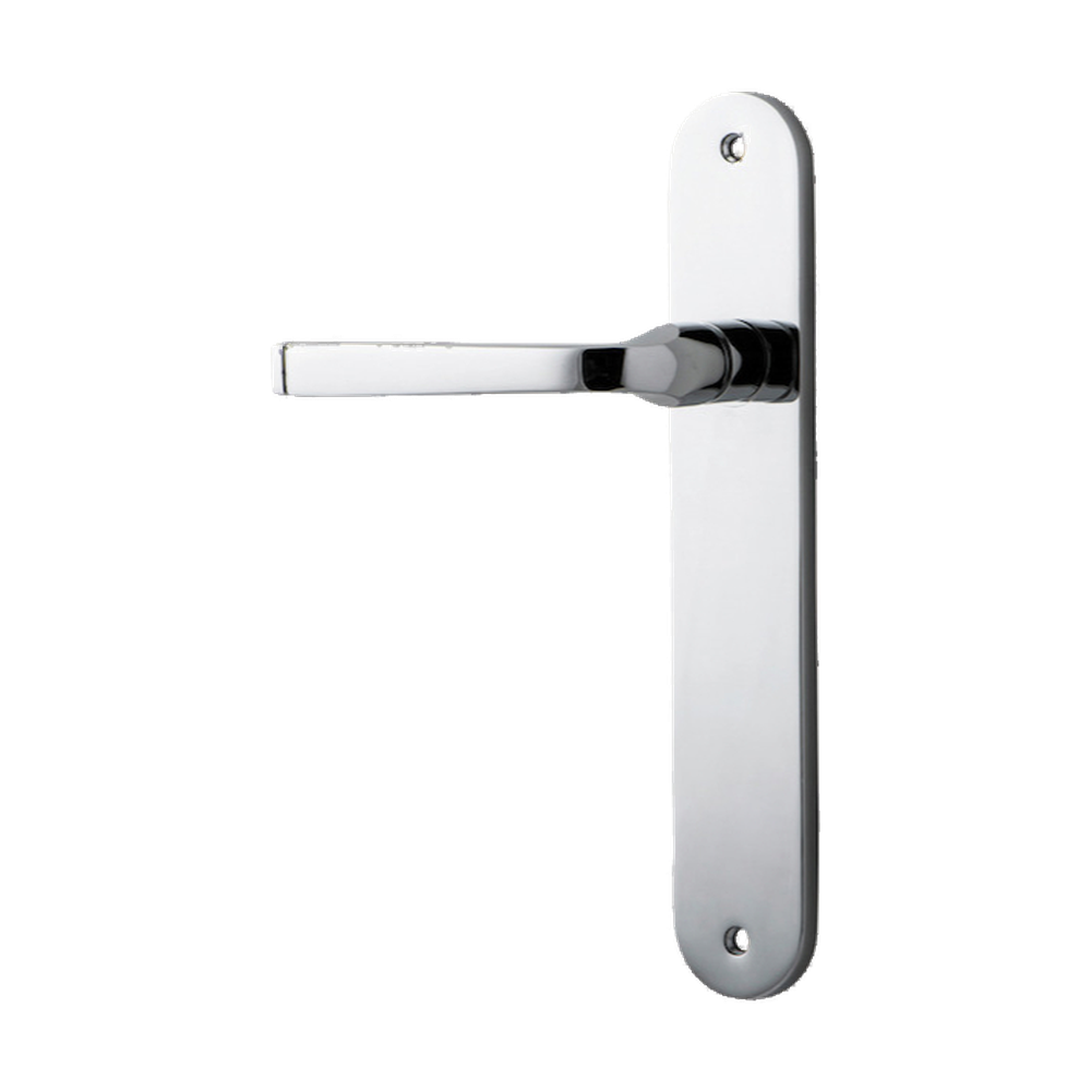 Door Lever Annecy Oval Latch Left Hand Fixed Polished Chrome L117xP63mm BPH240xW40mm in Polished Chrome