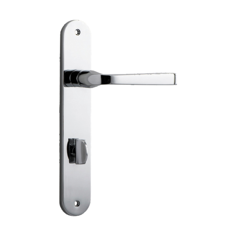 Door Lever Annecy Oval Privacy Polished Chrome CTC85mm H230xW40xP62mm in Polished Chrome