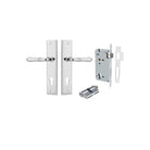 Pair of Iver Sarlat lever handles with stepped backplate, featuring a sleek, modern design in a polished finish.