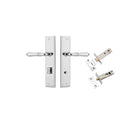Pair of Iver Sarlat lever handles on stepped backplates, featuring elegant design and polished finish for doors.