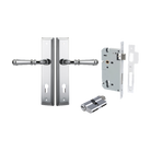 Pair of Iver Verona lever handles on stepped backplates, featuring sleek architectural hardware design in a polished finish.