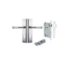 Door Lever Verona Stepped Euro Polished Chrome CTC85mm H240xW50xP59mm Entrance Kit Mortice Lock Euro Polished Chrome CTC85mm Backset 60mm, Euro Cylinder Key Thumb 6 Pin Polished Chrome L70mm KA1 in Polished Chrome